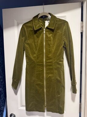 7 for all mankind 
Olive Green Corduroy Zip-Front Dress Jacket
